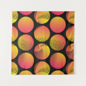 graphic circles seamless pattern in orange fire sh タペストリー (正面(横))