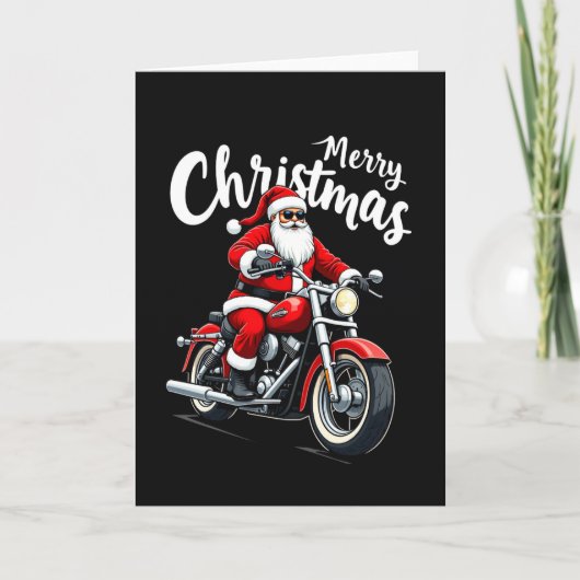 Graphic Cool Santa on Chopper Merry Christmas Card カード (正面)