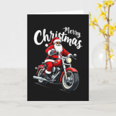 Graphic Cool Santa on Chopper Merry Christmas Card カード (黄色い花)