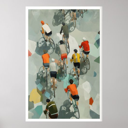 Graphic Cycling Poster - Overhead View with Speed ポスター (正面)