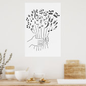 Graphic design : flowers of musical notes - ポスター (キッチン)