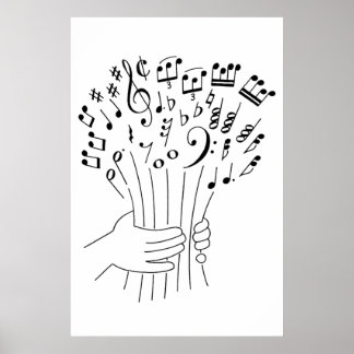 Graphic design : flowers of musical notes - ポスター