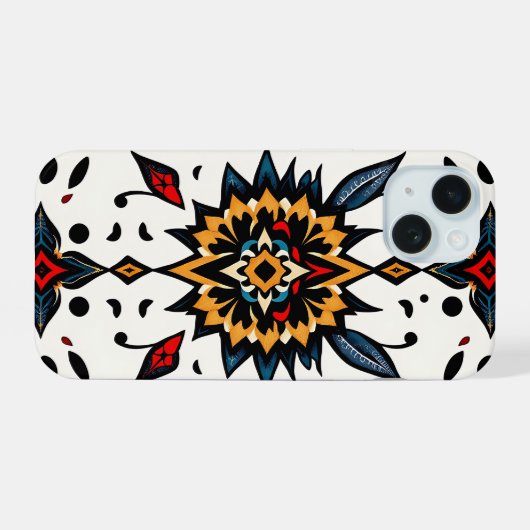 Graphic Folk Art Starburst Phone Case iPhone 15ケース (裏面横)