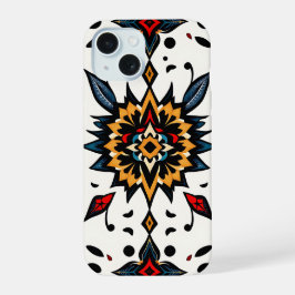 Graphic Folk Art Starburst Phone Case iPhone 15ケース