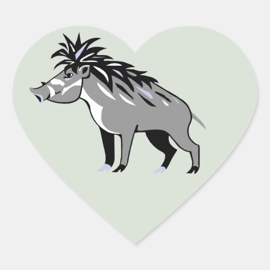 Graphic I love Warty PIGS - Wildlife - Warthag ハートシール (正面)