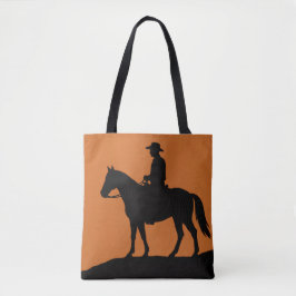 Graphic Lone Rider Tote Bag - Minimalist Western  トートバッグ