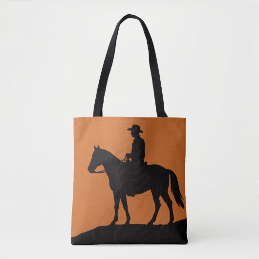 Graphic Lone Rider Tote Bag - Minimalist Western  トートバッグ (正面)