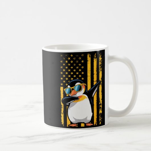 Graphic Penguin Retro American Flag Funny Penguin  コーヒーマグカップ (右)