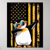 Graphic Penguin Retro American Flag Funny Penguin  ポスター (正面)
