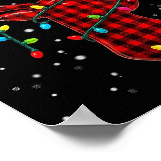 Graphic Plaid Rudolph Christmas Tree Light Xmas Me ポスター (角)