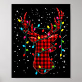Graphic Plaid Rudolph Christmas Tree Light Xmas Me ポスター (正面)