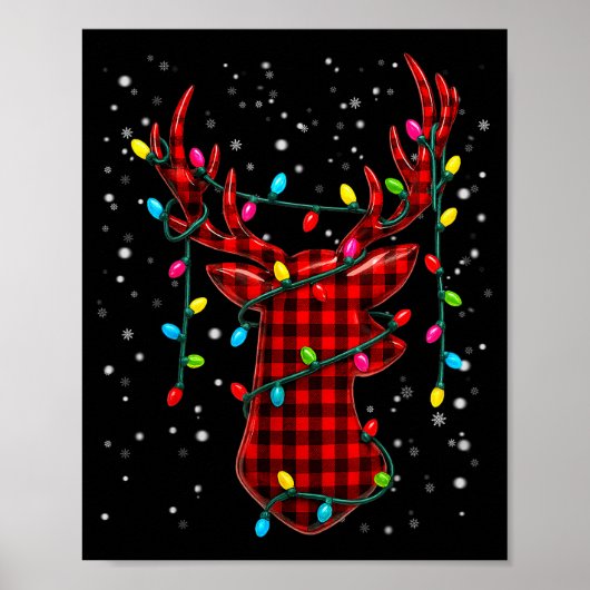 Graphic Plaid Rudolph Christmas Tree Light Xmas Me ポスター (正面)