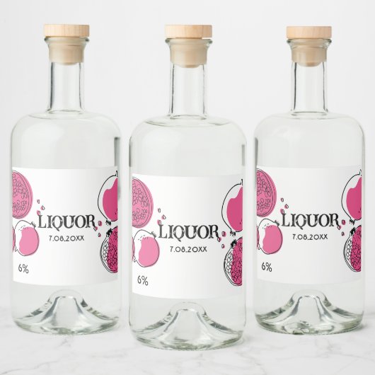 Graphic pomegranate Pink Magenta Graphic Modern. リキュールボトルラベル (ボトル)