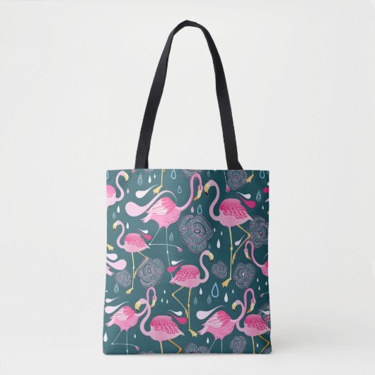 Graphic seamless pattern with bright flowers and f トートバッグ (正面)
