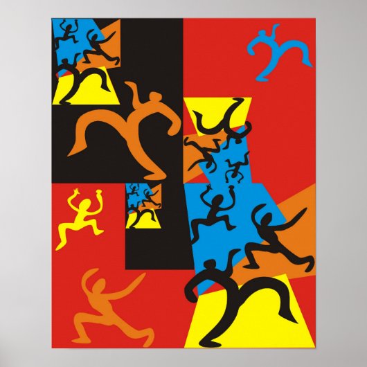 Graphic Sketches of People Dancing and Jumping ポスター (正面)