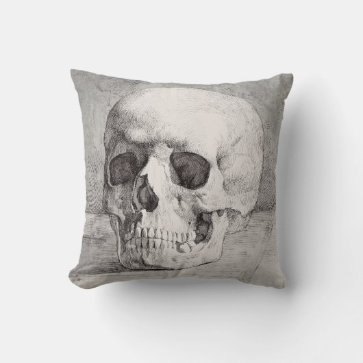 Graphic Skull Art: Minimalist & Bold Ink Design クッション (正面)
