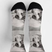 Graphic Skull Art: Minimalist & Bold Ink Design ソックス (上部)