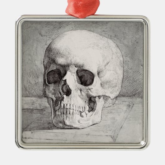 Graphic Skull Art: Minimalist & Bold Ink Design メタルオーナメント (正面)