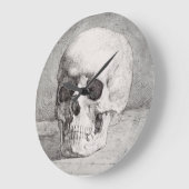 Graphic Skull Art: Minimalist & Bold Ink Design ラージ壁時計 (傾斜)