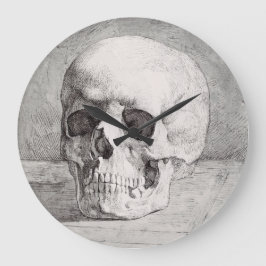 Graphic Skull Art: Minimalist & Bold Ink Design ラージ壁時計