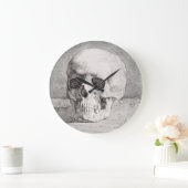 Graphic Skull Art: Minimalist & Bold Ink Design ラージ壁時計 (ホーム)