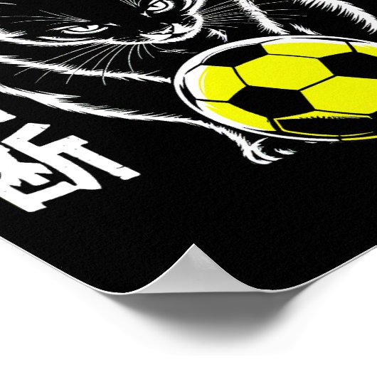 Graphic Soccer Cat - Motivational Wall Art ポスター (角)
