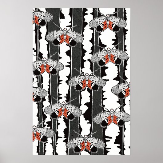 Graphic Spotted Lanternfly Hand Drawn Art ポスター (正面)