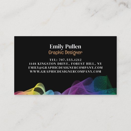 Graphic Waveデザイン，グラフィックデザイナー 名刺 (裏面)