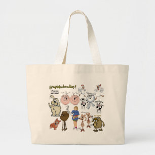 Graphicdoodleの動物袋 ラージトートバッグ