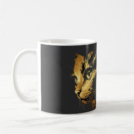 Graphique Élégant Chat Noir et Or Texturé コーヒーマグカップ
