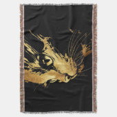 Graphique Élégant Chat Noir et Or Texturé スローブランケット (正面縦)