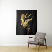 Graphique Élégant Chat Noir et Or Texturé タペストリー (インサイチュ)