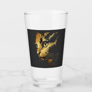 Graphique Élégant Chat Noir et Or Texturé タンブラーグラス