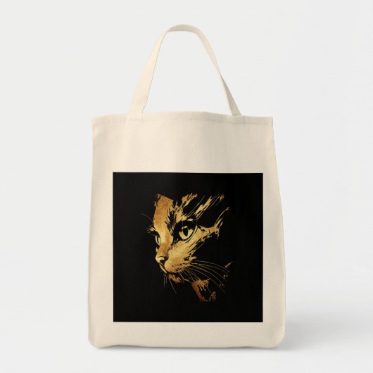 Graphique Élégant Chat Noir et Or Texturé トートバッグ (正面)