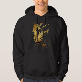 Graphique Élégant Chat Noir et Or Texturé パーカ