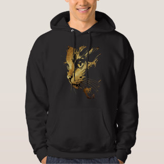 Graphique Élégant Chat Noir et Or Texturé パーカ