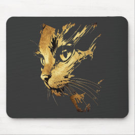 Graphique Élégant Chat Noir et Or Texturé マウスパッド