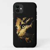 Graphique Élégant Chat Noir et Or Texturé Case-Mate iPhoneケース (裏面)