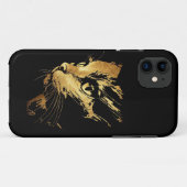 Graphique Élégant Chat Noir et Or Texturé Case-Mate iPhoneケース (裏面(横))