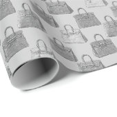 Graphite Gray Croc Handbag Fashion Pattern ラッピングペーパー (ロールコーナー)