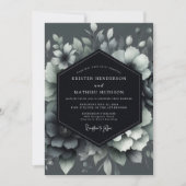Graphite Shadowy Bloom Wedding 招待状 (正面)