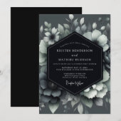 Graphite Shadowy Bloom Wedding 招待状 (正面/裏面)