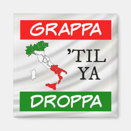 Grappa Til Ya Droppaイタリア国旗のマップ（サテン上空） マグネット