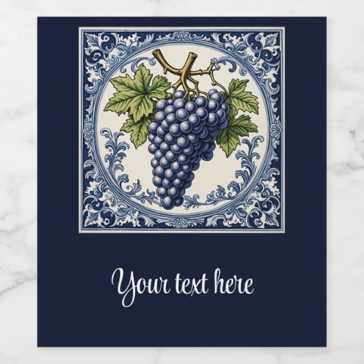grappe de raisins style Delft ワインラベル (シングルラベル)