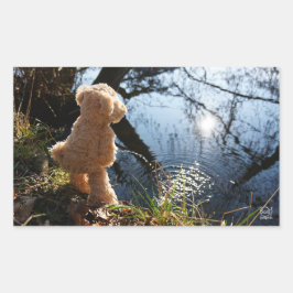 Grappige beer die ondeugend plast. 長方形シール