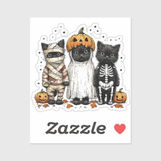 Grappige drie Halloween katten シール (シート)