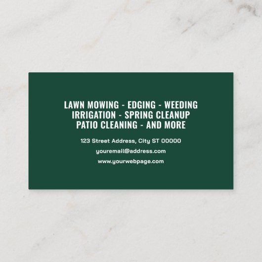 Grass cutting inspired lawn care 名刺 (裏面)