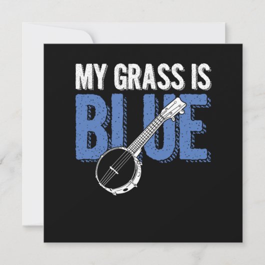 Grass Is Blue Banjo Bluegrass Country Music Gift 招待状 (正面)