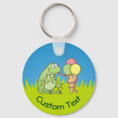 Grass Keychainにアイスクリームを置いたカエル キーホルダー (正面)