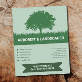 Grass, Tree Silhouette - Arborist & Landscaper チラシ